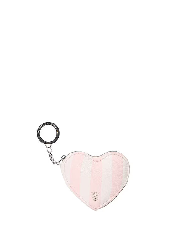 Heritage Stripe Pink Heart Pouch Keychain