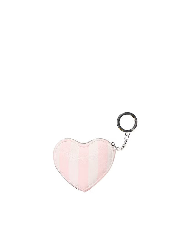 Heritage Stripe Pink Heart Pouch Keychain